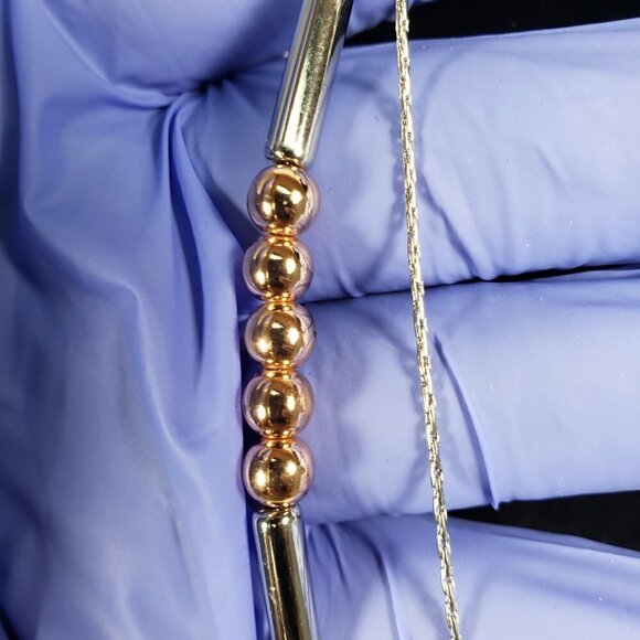 Women's 38 inches Polished Layered Dual tone  Round and Tubing Beads Necklace - Picture 7 of 9